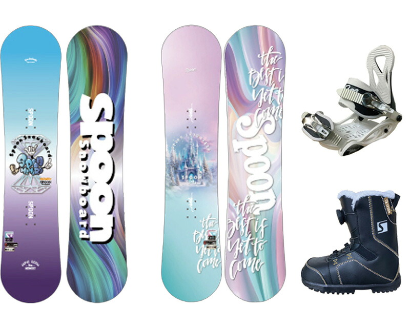 2025/26ひな形・SPOON SNOWBOARDS [ 3年使える！ 刀圭 キッズ スノーボード 3点書き割り ＠53000]【定め事代わりになる店商いもの】
