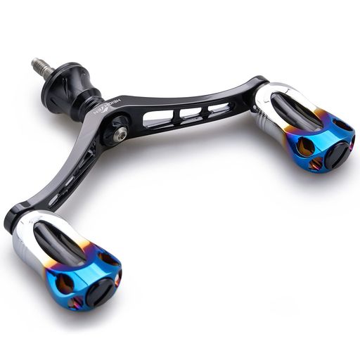 HEIGHTEN 92mm リール ハンドル 22mm ノブ 搭載 シマノ ダイワ 通用 スピニングリール用 Aurora Series (ブラック) (HT10701)｜さくら組　店