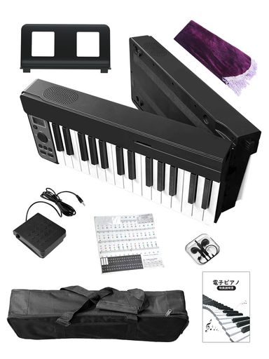電子ピアノ 61鍵盤 折りたたみ 32複音数 セミウェイトキー 軽量 128音色 128リズム MIDI/Bluetooth付き 二つスピーカー付き 譜面台付き 子供と初心者向け 卓上ピアノ おすすめ｜さくら組　店