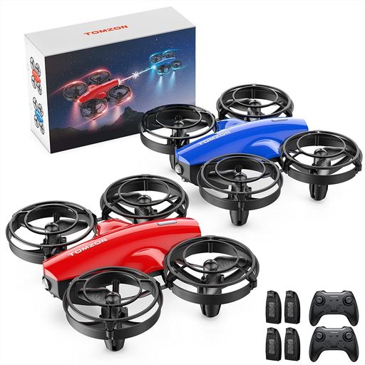 【2台セット】ドローン対戦型子供向け100G未満TOMZONトイドローンバッテリー4個付き飛行時間32分ワンキー離着陸ヘッドレスモード搭載高度維持放り投げ飛行宙返りサークル飛行室内向け初…