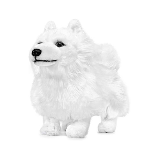 シミュレーション サモエド ぬいぐるみ - リアルな12インチ 立っている白 サモエ ペット 犬 ぬいぐるみ かわいい 犬 子犬 モデルおもちゃ ユニークなぬいぐるみギフトコレクション 子供の誕生日 ホームデコレーション......
