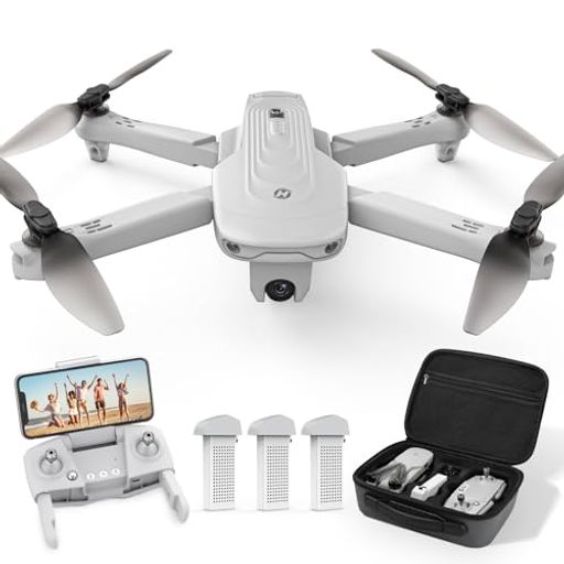 HOLY STONE ドローン カメラ付き 屋外 ドローン GPS搭載 折り畳み式 4Kカメラ付き 外付け型リモートID搭載可能 200G未満 フライト時間60分 バッテリー3個 収納ケース付き 90°調整可能 リターンモード フォローミーモード