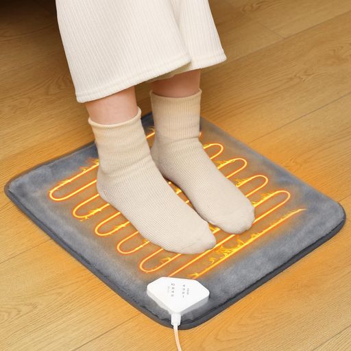 Boweerホットマットミニ両面加熱電気マット足首までホカホカ45~60°C温度調整2/4/8/10時間タイマー電気足温器30秒速暖高温ダニ退治通気抗菌防臭軽量過熱保護40cm*40cm水洗い可
