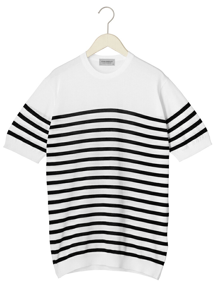 ジョンスメドレー JOHN SMEDLEY メンズ HAYES 30G コットンボーダー クルーネック ニット STANDARD FIT 春夏モデル