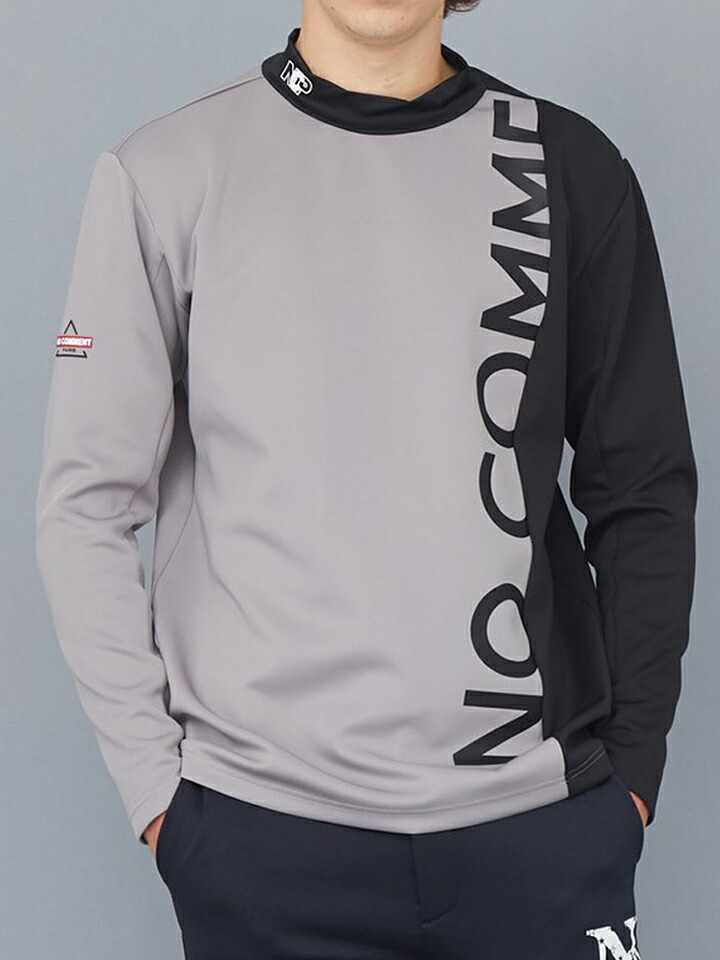 エヌシーピー NCP ノーコメント光の都市 NO COMMENT PARIS ゴルフ NCP NC SPORTS MOCK NECK SHIRTS BIG LOGO モックネック カットソー ロンT ティーシャツ NCP-LTM0002 グレイ×ブラック-ホワイト×ブラック