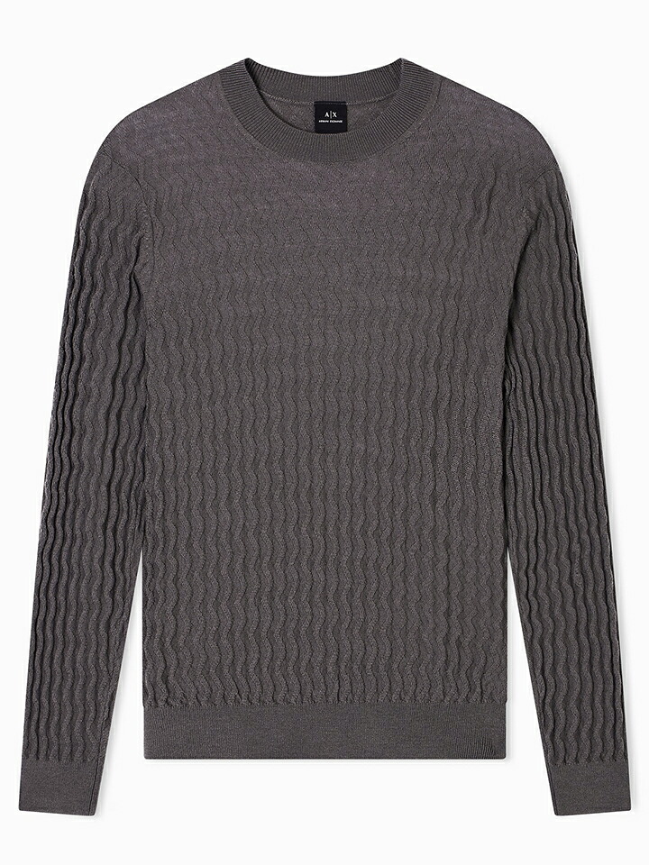 アルマーニ エクスチェンジ A|X ARMANI EXCHANGE メンズ エンボス編み(ジグザグ) クルーニット XM001560 AF11982|AIMSGALLERY