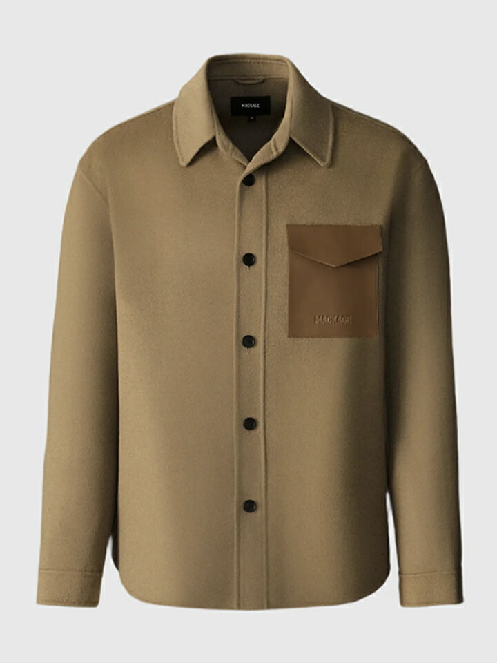 マッカージュ MACKAGE メンズ EMMANUEL ウール ダブルフェイス オーバーシャツ キャメル 10752215｜AIMSGALLERY