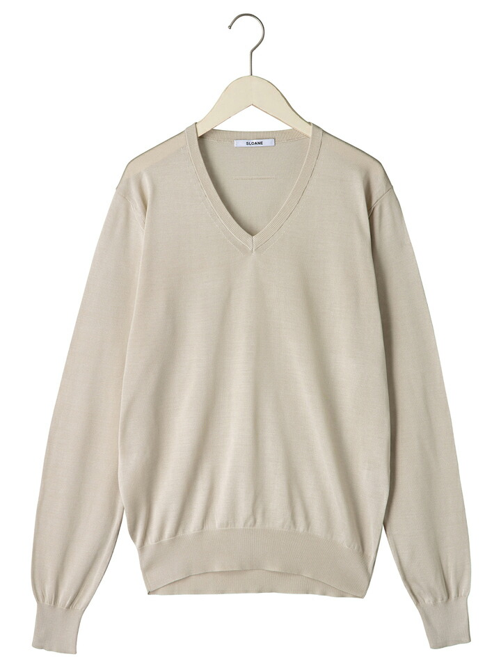 ★百貨店大売り出し 50%OFF★ スローン SLOANE 春夏 定番 レディース 18G 地絹天竺長袖Vのど首 SL4S-031B ■通貨価値(税込) 31900円