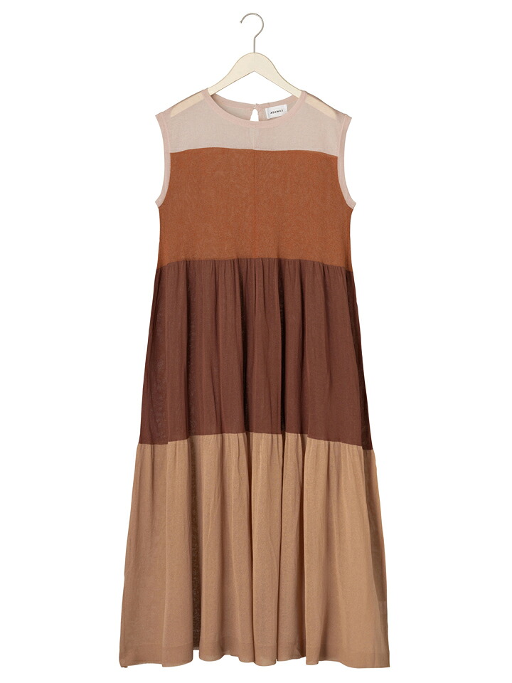 アダワス ADAWAS レディース TIERED MAXI DRESS ニットストライプワンピース ADWS-108-55 春夏モデル|AIMSGALLERY