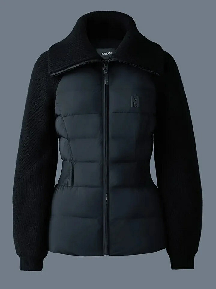 マッカージュ MACKAGE レディース FOXY ニット ドッキング バルーンスリーブ ダウンジャケット ブラック 11542244