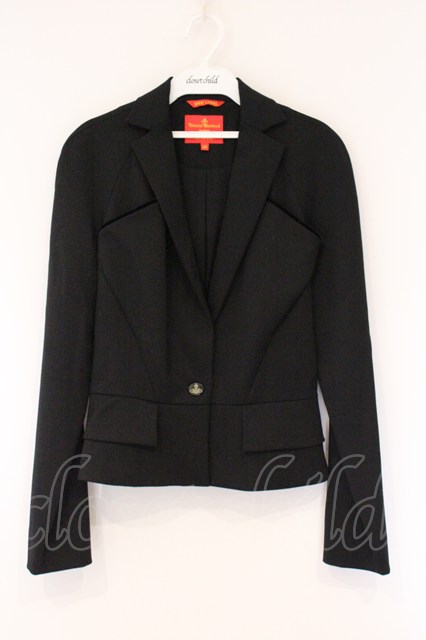 税込3980円以上買いもとめるで【貨物輸送無料】【USED】Vivienne Westwood / ﾊﾞｽﾄうつり変わりﾋﾟｰｸﾄﾞﾗﾍﾟﾙﾃｰﾗｰﾄﾞｼﾞｬｹｯﾄヴィヴィアンウエストウッド ビビアン40 ﾌﾞﾗｯｸ 【中古】 O-26-04-12-023-jc-YM-os