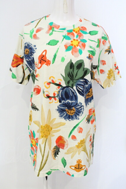 税込3980円以上購入で【送料無料】【USED】Vivienne Westwood / HEBO FLORAL Tシャツ ヴィヴィアンウエストウッド ビビアンS アイボリー 【中古】 O-25-07-13-013-ts-YM-ZH 12,467円