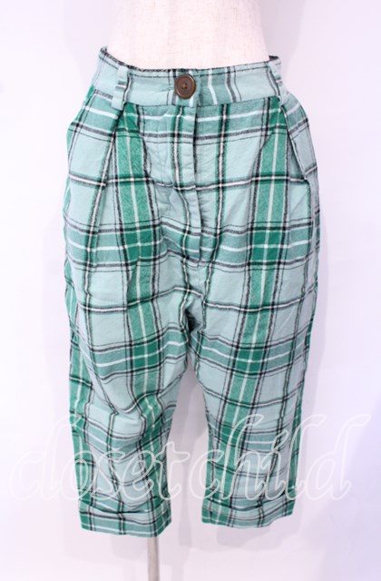 税込3980円以上購入で【送料無料】【USED】Vivienne Westwood / ウールタータンクロップドサルエルパンツ ヴィヴィアンウエストウッド ビビアン02 グリーン 【中古】 O-25-10-12-048-pa-YM-ZH