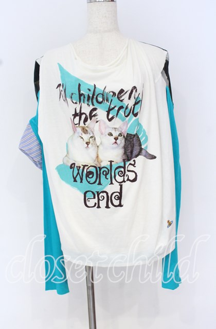 税込3980円以上購入で【送料無料】【USED】Vivienne Westwood / CAT BOSSCHAERT 長袖カットソー ヴィヴィアンウエストウッド ビビアンS ホワイトｘブルーｘマルチ 【中古】 O-25-10-19-003-to-YM-ZH