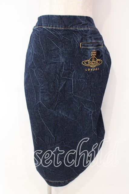 税込3980円以上買いもとめるで【貨物輸送無料】【USED】Vivienne Westwood / DENIM PLEAT SKIRT（デニムプレートスカート）ヴィヴィアンウエストウッド ビビアン27 インディゴ 【中古】 O-25-12-14-047-sk-YM-ZY