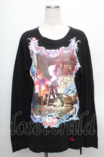 税込3980円以上購入で【送料無料】【USED】Vivienne Westwood / /スカルプチャーボーイ長袖カットソー ヴィヴィアンウエストウッド ビビアン03 黒 【中古】 S-25-12-28-024-to-AS-ZH