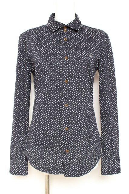 税込3980円以上購入で【送料無料】【USED】Vivienne Westwood MAN / オーブ刺繍ブラウスヴィヴィアンウエストウッド ビビアン 紺 【中古】 Y-26-01-28-017-bl-AS-ZH