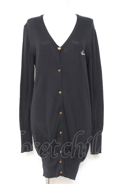 税込3980円以上購入で【送料無料】【USED】Vivienne Westwood / カラーオーブ刺繍ロングカーディガン ヴィヴィアンウエストウッド ビビアンL ブラック 【中古】 Y-26-01-28-040-to-IG-OS