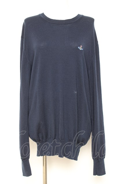 税込3980円以上買いもとめるで【貨物輸送無料】【USED】Vivienne Westwood MAN / オーブ刺しゅうニットトップスヴィヴィアンウエストウッド ビビアンXL 米国海軍 【中古】 Y-26-01-28-046-to-YM-ZY