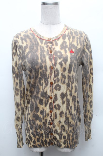 税込3980円以上購入で【送料無料】【USED】Vivienne Westwood / レオパードカーディガン ヴィヴィアンウエストウッド ビビアン2 ブラウン 【中古】 S-26-02-25-043-to-AS-ZS