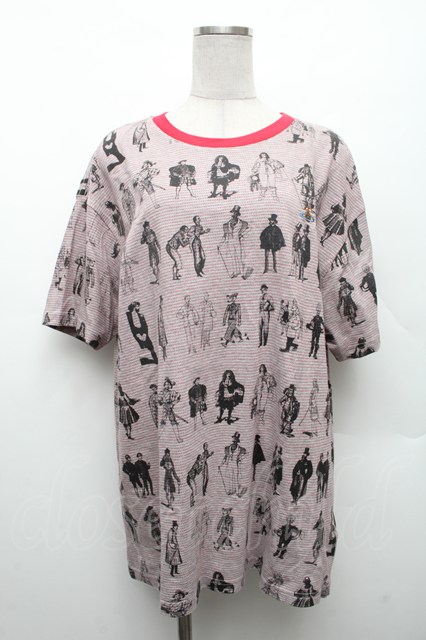税込3980円以上購入で【送料無料】【USED】Vivienne Westwood / EVOLUTION OF MAN Tシャツ ヴィヴィアンウエストウッド ビビアン グレーｘ赤 【中古】 S-26-02-25-054-ts-AS-ZS