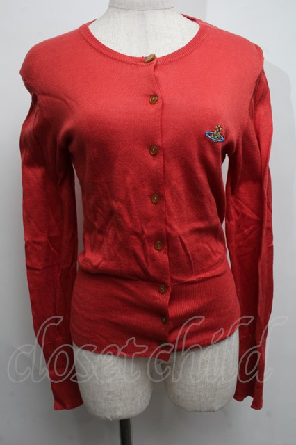 税込3980円以上購入で【送料無料】【USED】Vivienne Westwood / カラーオーブ刺繍カーディガン ヴィヴィアンウエストウッド ビビアンS オレンジ 【中古】 S-25-07-27-031-to-AS-ZS