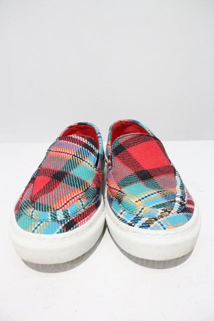 税込3980円以上購入で【送料無料】【USED】Vivienne Westwood / BINDING LOAFERヴィヴィアンウエストウッド ビビアン40 グリーンＸ赤チェック 【中古】 I-24-06-26-061-sh-HD-ZI