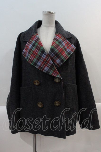 Vivienne Westwood タータンチェックリバーダブルコート　グレー Vivienne Westwood タータンチェックリバーダブルコート グレー