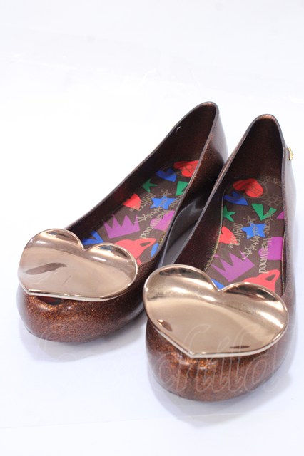 税込3980円以上購入で【送料無料】【USED】Vivienne Westwood / ハートフラットシューズヴィヴィアンウエストウッド ビビアンUSA6 ブラウン 【中古】 Y-25-09-07-063-sh-SZ-ZY