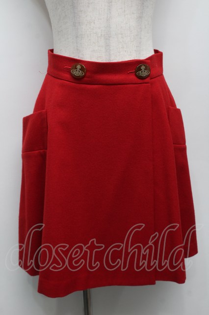 税込3980円以上購入で【送料無料】【USED】Vivienne Westwood //ライディングスカート ヴィヴィアンウエストウッド ビビアン1 赤 【中古】 S-25-09-14-028-sk-AS-ZH