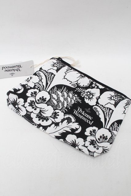 税込3980円以上購入で【送料無料】【USED】Vivienne Westwood / BOTTOM GUSSET ポーチ ヴィヴィアンウエストウッド ビビアン 黒ｘ白 【中古】 S-25-09-17-054-gd-HR-ZS