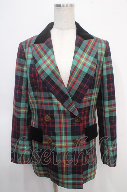 ヴィヴィアンウエストウッド　変形　ノーカラージャケット　チェック　オーブ　40 ヴィヴィアンウエストウッドVivienne Westwood 旧赤タグ