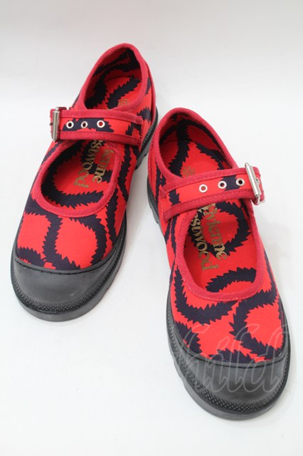 税込3980円以上買いもとめるで【貨物輸送無料】【USED】Vivienne Westwood / スクイグルベルトシューズヴィヴィアンウエストウッド ビビアン41 赤 【中古】 S-25-10-29-025-sh-AS-ZH