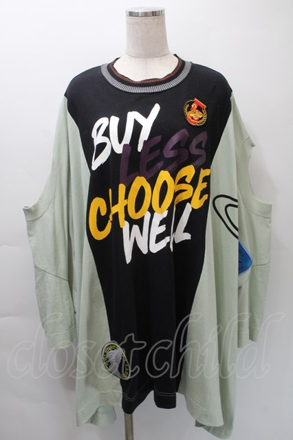 税込3980円以上購入で【送料無料】【USED】Vivienne Westwood MAN / BUY LESS CHOOSE WELL スウェット ヴィヴィアンウエストウッド ビビアン00 黒ｘグリーン 【中古】 S-25-10-29-035-ts-HR-ZS