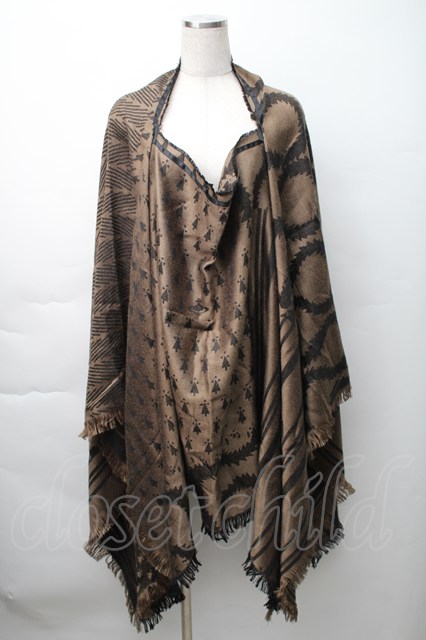 税込3980円以上購入で【送料無料】【USED】Vivienne Westwood / スクイグル大判ストール ヴィヴィアンウエストウッド ビビアン 黒ｘベージュ 【中古】 S-25-11-19-010-gd-AS-ZS