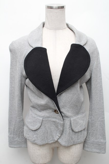 税込3980円以上購入で【送料無料】【USED】Vivienne Westwood / スウェットラブジャケット ヴィヴィアンウエストウッド ビビアン2 グレーｘ黒 【中古】 S-26-03-08-044-jc-AS-ZS