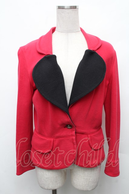 税込3980円以上買いもとめるで【貨物輸送無料】【USED】Vivienne Westwood / スウェットラブジャケットヴィヴィアンウエストウッド ビビアン2 赤ｘ黒 【中古】 S-26-03-08-049-jc-AS-ZS