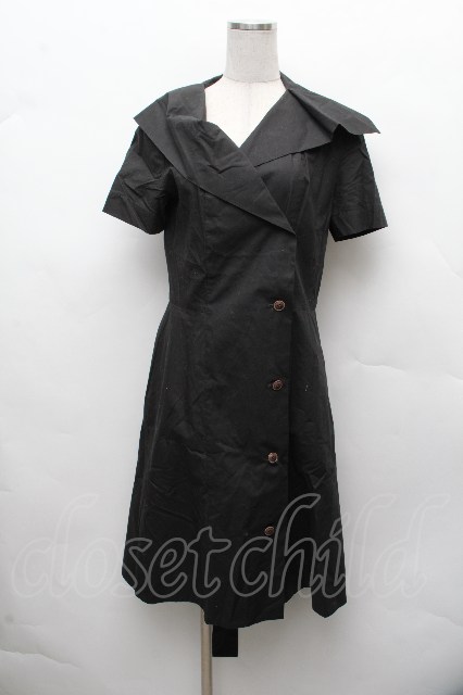 税込3980円以上購入で【送料無料】【USED】Vivienne Westwood //開襟ワンピース ヴィヴィアンウエストウッド ビビアン01 黒 【中古】 S-26-03-15-043-op-AS-ZS