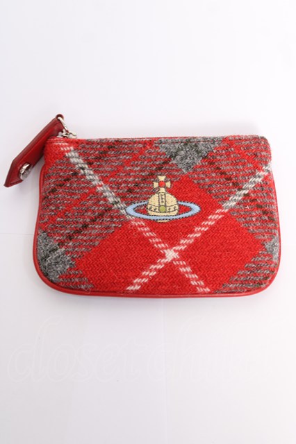 税込3980円以上購入で【送料無料】【USED】Vivienne Westwood / Tartan Wool Coin Purseヴィヴィアンウエストウッド ビビアン レッド 【中古】 Y-26-03-22-029-gd-SZ-ZH｜closetchild