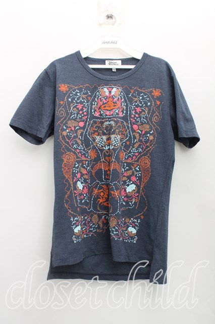 税込3980円以上購入で【送料無料】【USED】Vivienne Westwood MAN / ゴールドエンプロイダリーTシャツヴィヴィアンウエストウッド ビビアン44(メンズS相当) 紺 【中古】 H-25-06-15-041-ts-IN-ZH|closetchild