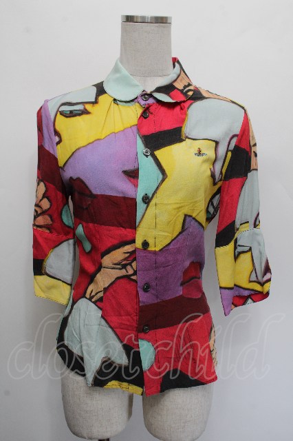 税込3980円以上購入で【送料無料】【USED】Vivienne Westwood / 総柄ブラウス ヴィヴィアンウエストウッド ビビアンS マルチ 【中古】 S-26-03-22-019-bl-AS-ZH