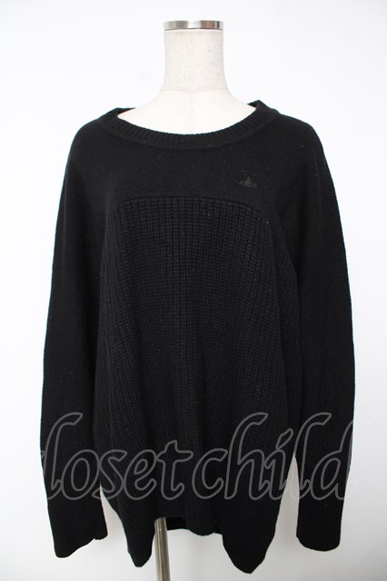 税込3980円以上購入で【送料無料】【USED】Vivienne Westwood / 単色オーブ刺繍ニットヴィヴィアンウエストウッド ビビアン2 ブラック 【中古】 Y-25-12-21-016-to-SZ-ZY