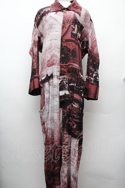税込3980円以上購入で【送料無料】【USED】Vivienne Westwood / London bridgeオールインワンヴィヴィアンウエストウッド ビビアンM ワイン 【中古】 S-26-04-12-048-op-AS-ZS｜closetchild