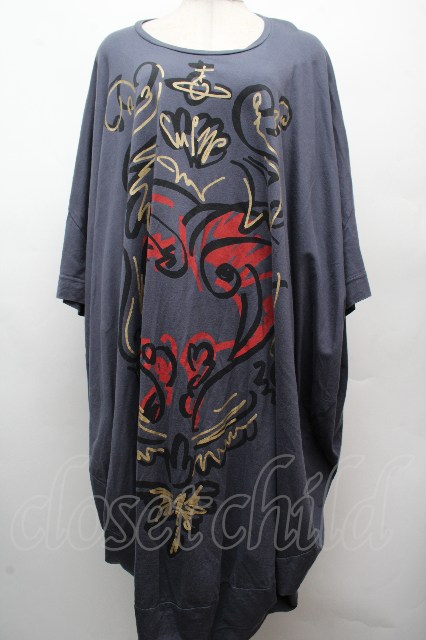 税込3980円以上購入で【送料無料】【USED】Vivienne Westwood / グラフィックORB　BIG Tシャツ ヴィヴィアンウエストウッド ビビアン2 青 【中古】 S-26-04-12-053-ts-SZ-ZS