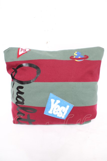 税込3980円以上購入で【送料無料】【USED】Vivienne Westwood / ラガー天竺ボーダーショッパー ヴィヴィアンウエストウッド ビビアン グリーン×レッド 【中古】 Y-26-04-15-013-gd-SZ-ZY