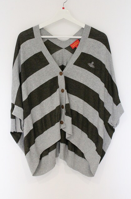 税込3980円以上購入で【送料無料】【USED】Vivienne Westwood / ワイドボーダーカーディガン ヴィヴィアンウエストウッド ビビアン2 グレー 【中古】 O-26-04-19-013-to-YM-OS