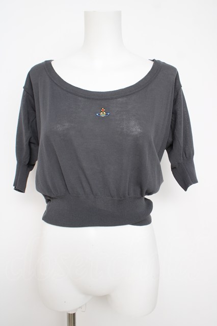 税込3980円以上購入で【送料無料】【USED】Vivienne Westwood / カラーオーブ刺繍半袖サマーニットヴィヴィアンウエストウッド ビビアンM グレー 【中古】 Y-26-05-03-038-to-SZ-ZY｜closetchild