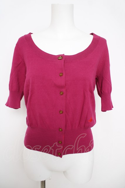 税込3980円以上購入で【送料無料】【USED】Vivienne Westwood / /単色オーブ刺繍半袖カーディガンヴィヴィアンウエストウッド ビビアン2 ピンク 【中古】 Y-26-05-03-055-to-AS-ZY