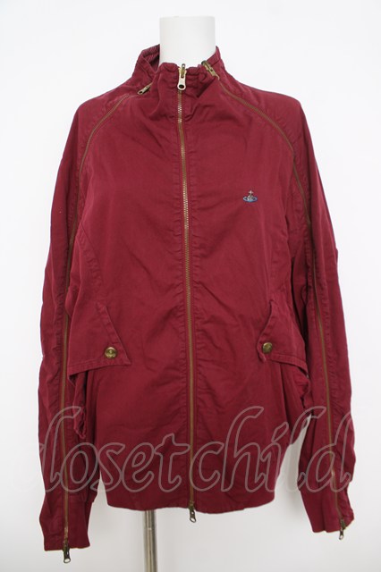 税込3980円以上購入で【送料無料】【USED】Vivienne Westwood MAN / オーブ刺繍ZIPデザインブルゾンヴィヴィアンウエストウッド ビビアン48 ワイン 【中古】 Y-26-05-03-063-jc-SZ-ZY｜closetchild