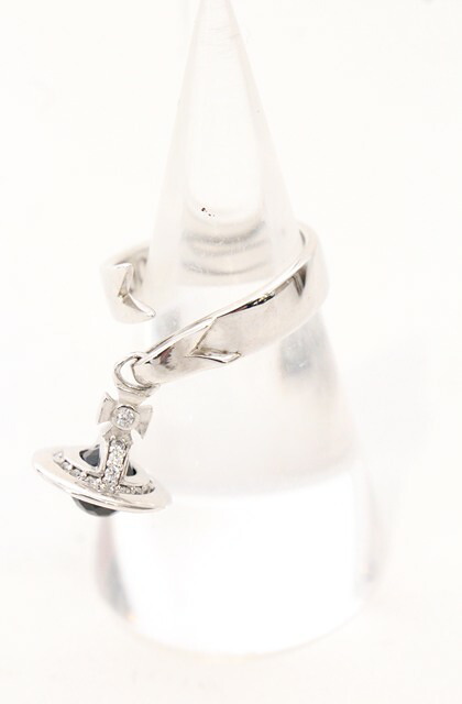税込3980円以上購入で【送料無料】【USED】Vivienne Westwood / CHARM RING（チャームリング）ヴィヴィアンウエストウッド ビビアンS（約11号） シルバー&times;ブラックスフィア 【中古】 O-26-05-03-009-rg-IG-OS｜closetchild